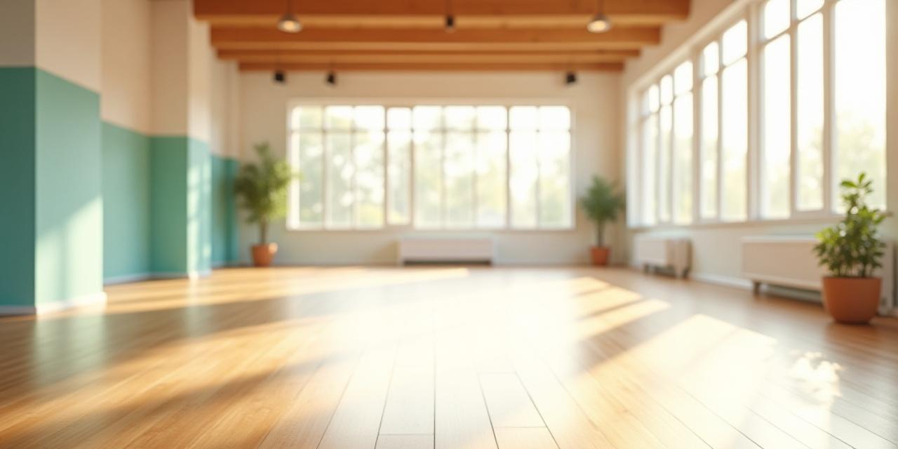 Peaceful yoga studio setting with soft morning light