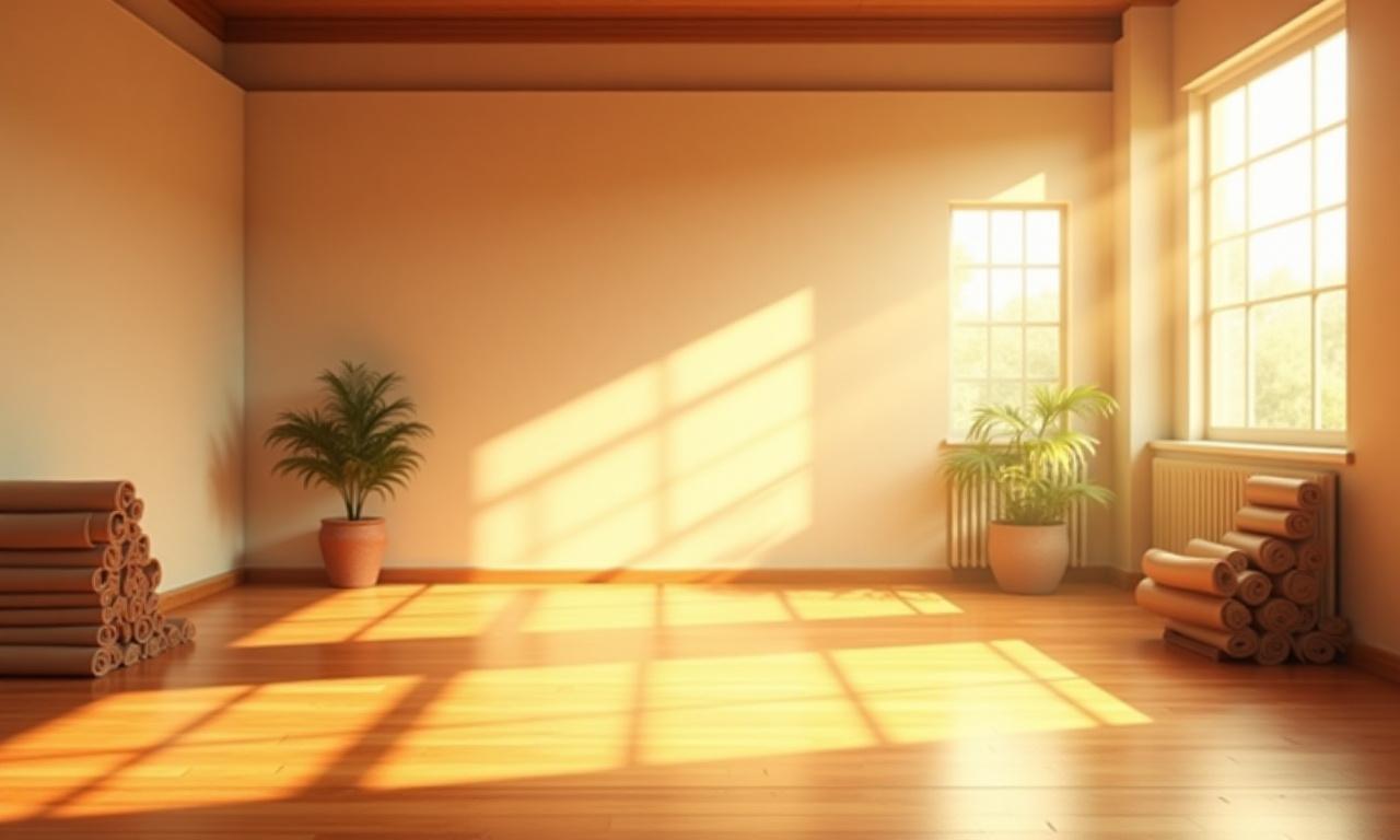 Peaceful yoga studio atmosphere